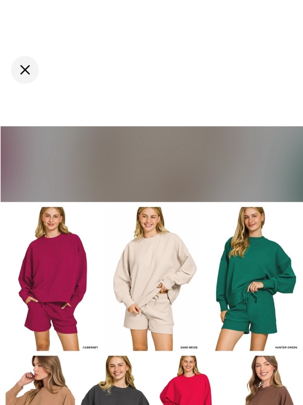 Zenana Cabernet scuba ribbed pullover and short Set small